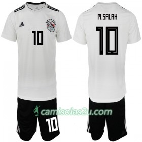 Camisolas de Futebol Egito M. Salah 10 Criança Equipamento Alternativa Copa do Mundo 2018 Manga Curta